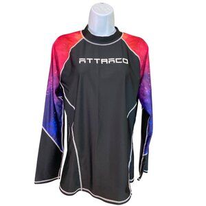 Attarco Womens Rash Guard Swim Shirt XL Black Purple Long Sleeve Beach